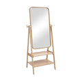 Modern Wooden Standing Mirror with Storage Shelves