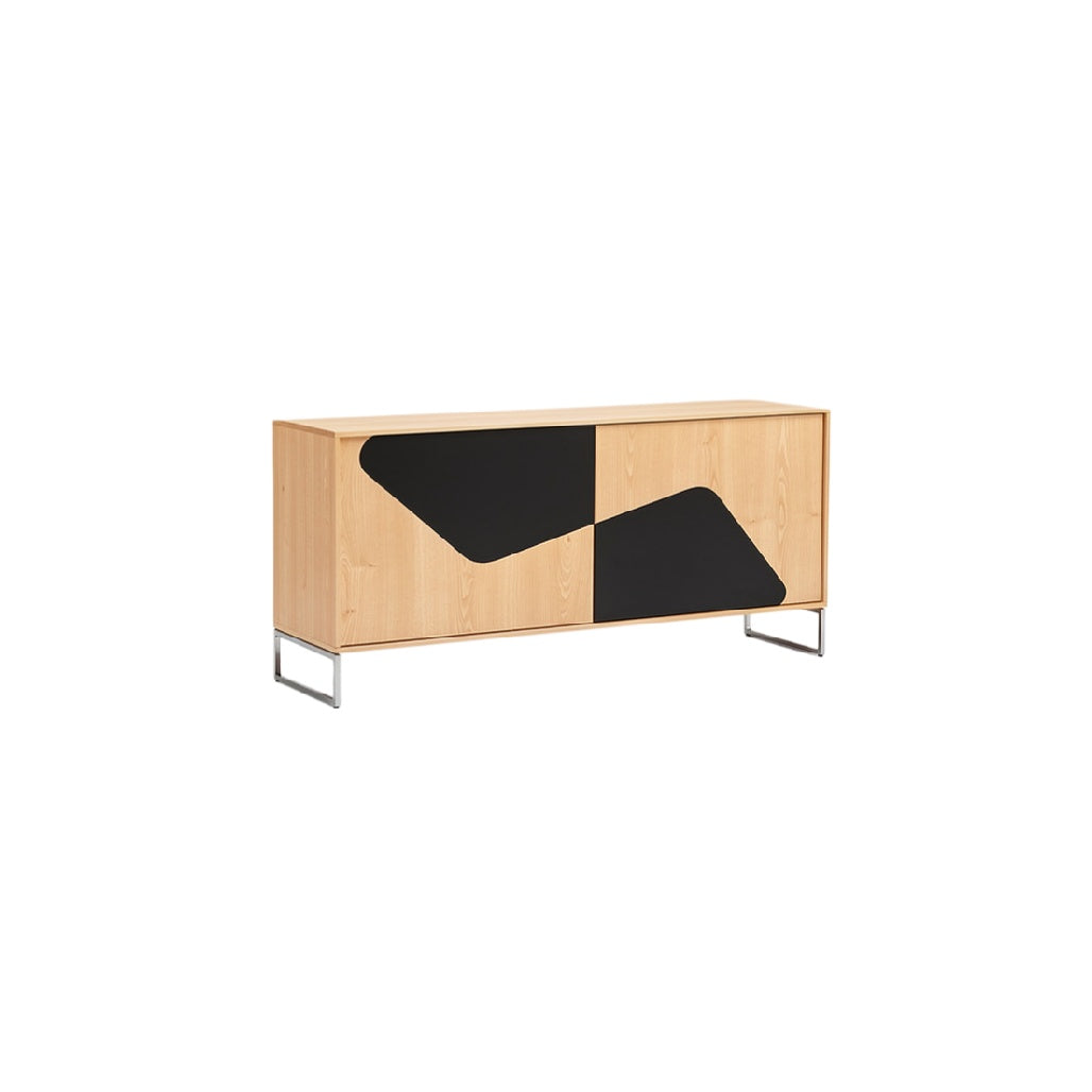 Modern Minimalist Sideboard with Geometric Black Panels